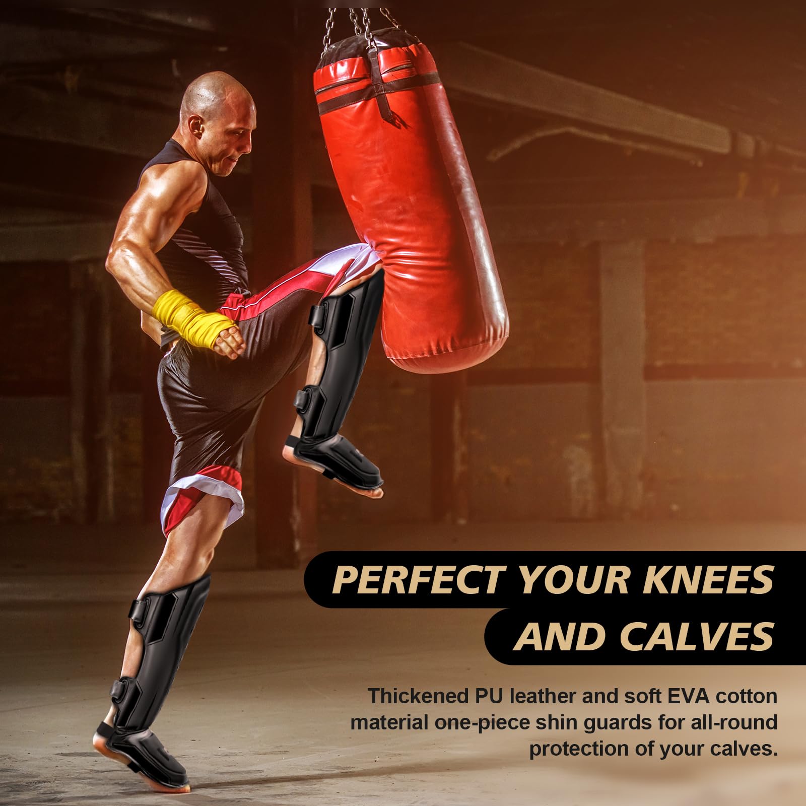 NZQXJXZ Schienbeinschoner Kickboxen, Muay Thai Schienbeinschoner für Männer, Frauen, Verstellbare Beinschützer mit Ristschutz, Kampfsport-Trainingsausrüstung für MMA Training und Sparring