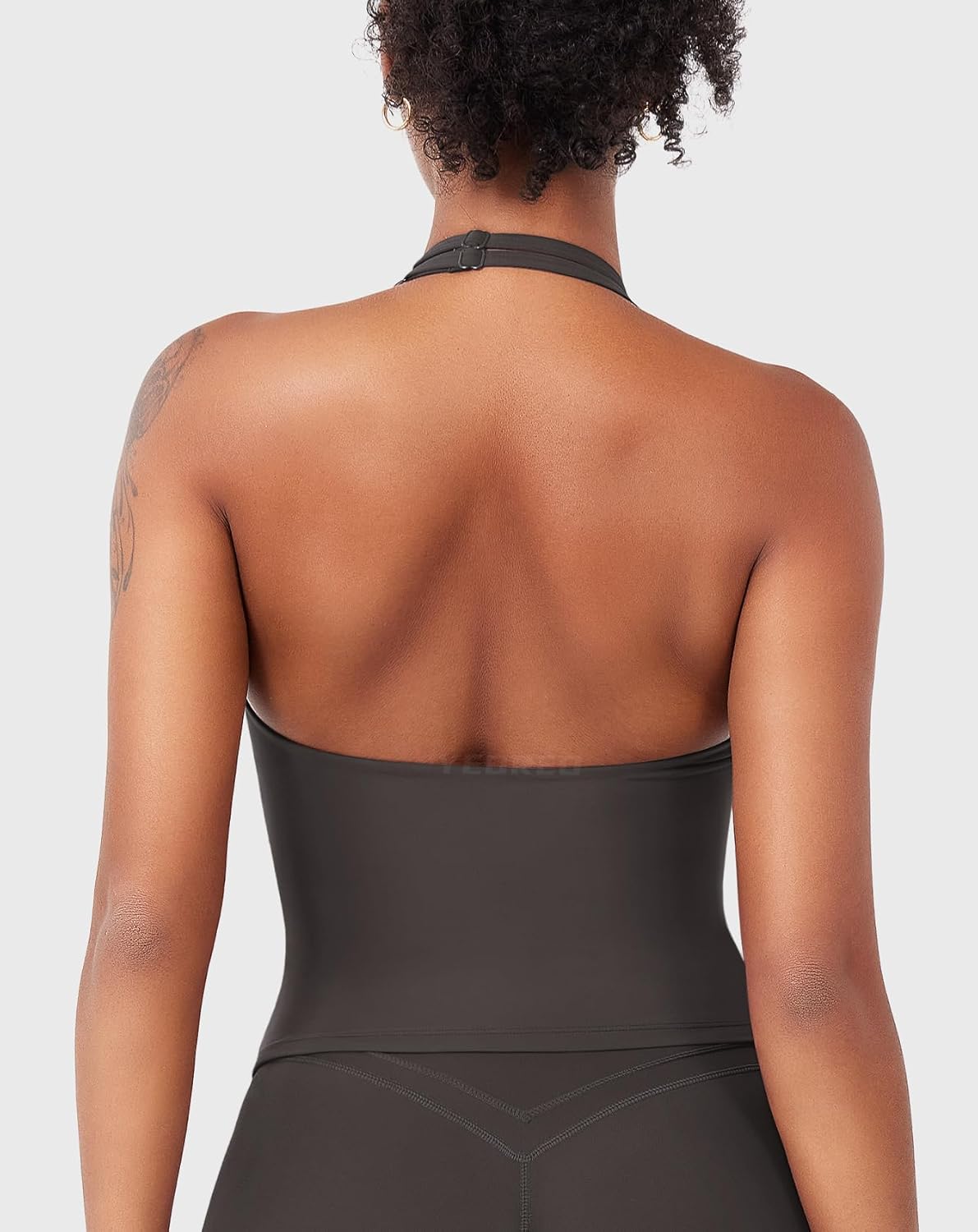 YEOREO Womens Halter Tank Tops Workout Impact Longline Strappy Top Padded Deep V Neck Wrap Gym Backless Bra Camisole - Image 6