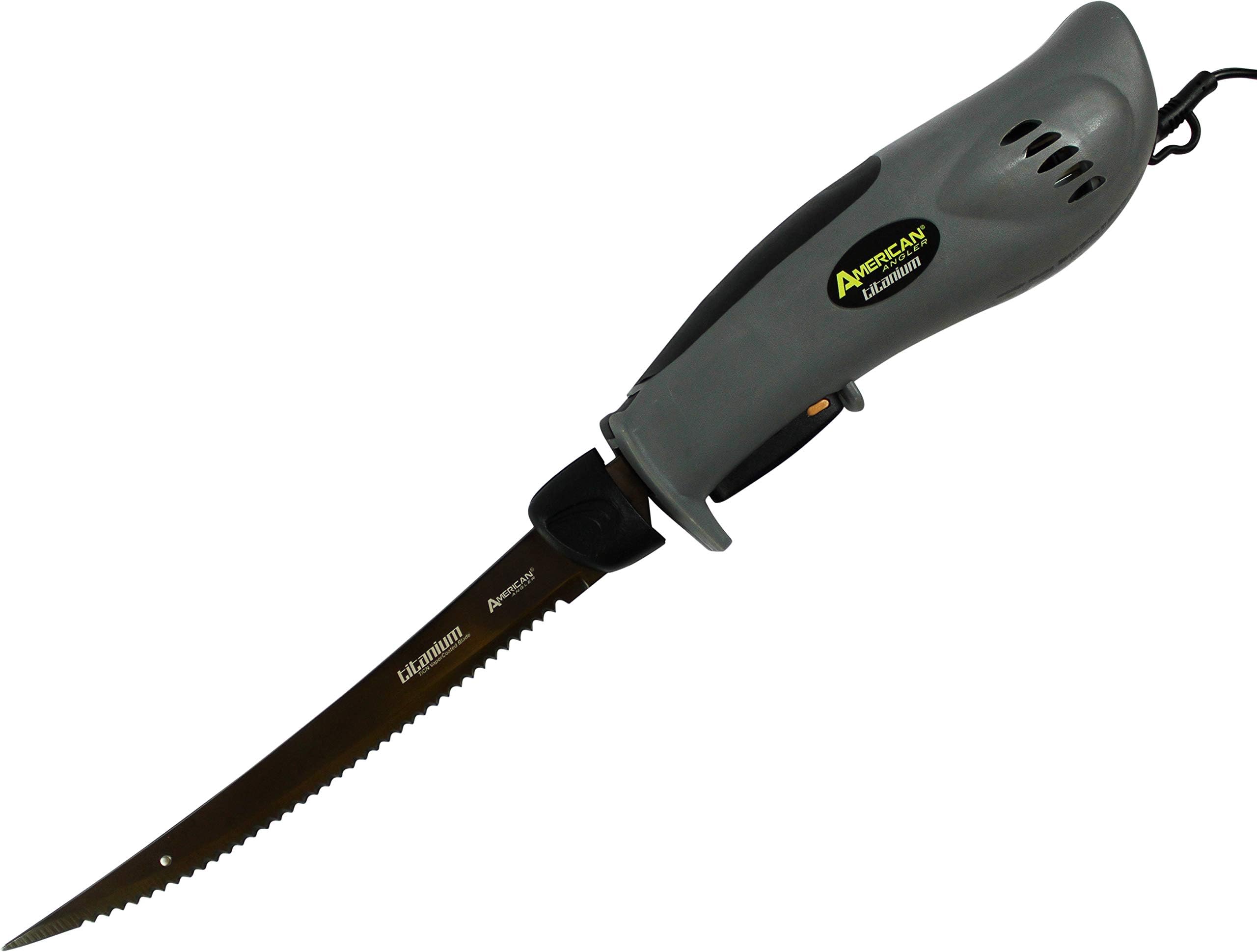 American Angler PRO Titanium Electric Fillet Knife with 8" Titanium-Coated Freshwater Blade, Carbon Gray
