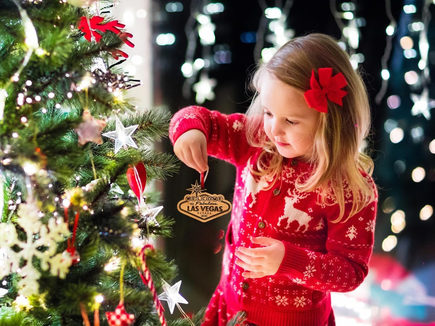 Las Vegas Christmas Ornament 2026 in Laser Cut Wood - Las Vegas Souvenirs and Gifts, Vegas Ornament - Comes in a Gift Box - Image 4