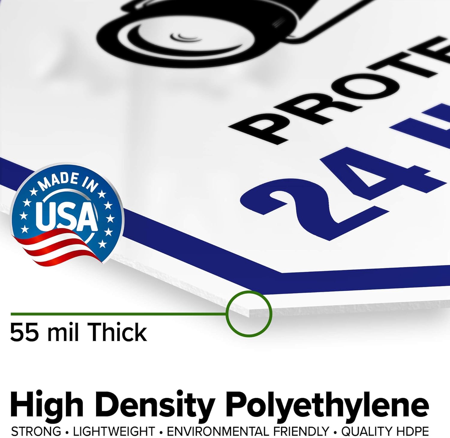 Protected by 24 Hour Video Surveillance System Sign, (MS-1430) 18x18 Inches, 55 mil thick HDPE (high density polyethylene), Made in USA by My Sign Center