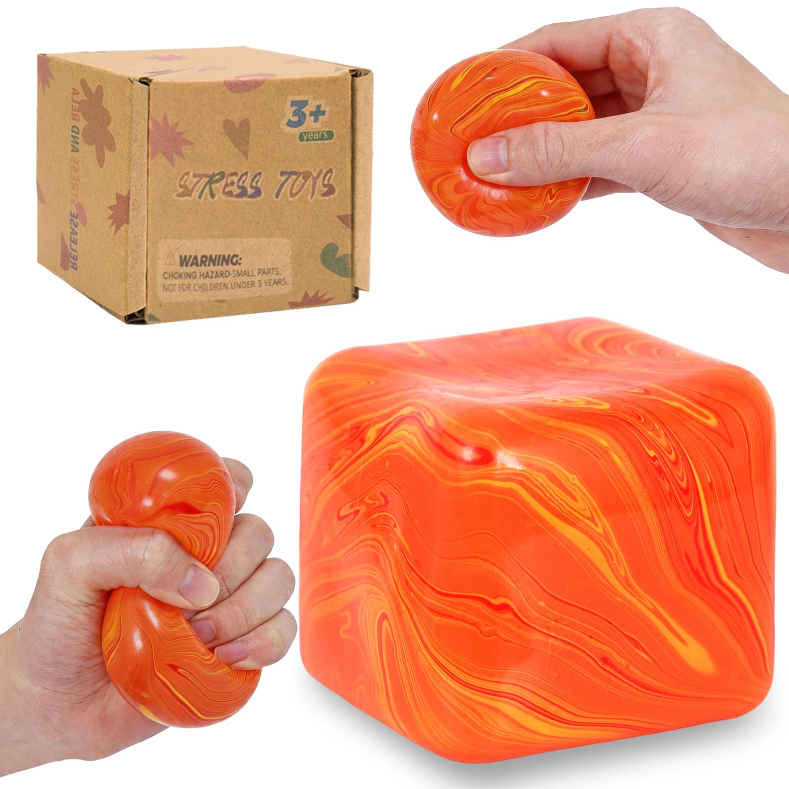 Zanyblox Squeeze Toys Squishy Cubes – Soft 1.37in Mini Squishy Cube with Durable Structure,A fun stress ball toy for autistic users, suitable for adults and children aged 3+ (Orange)