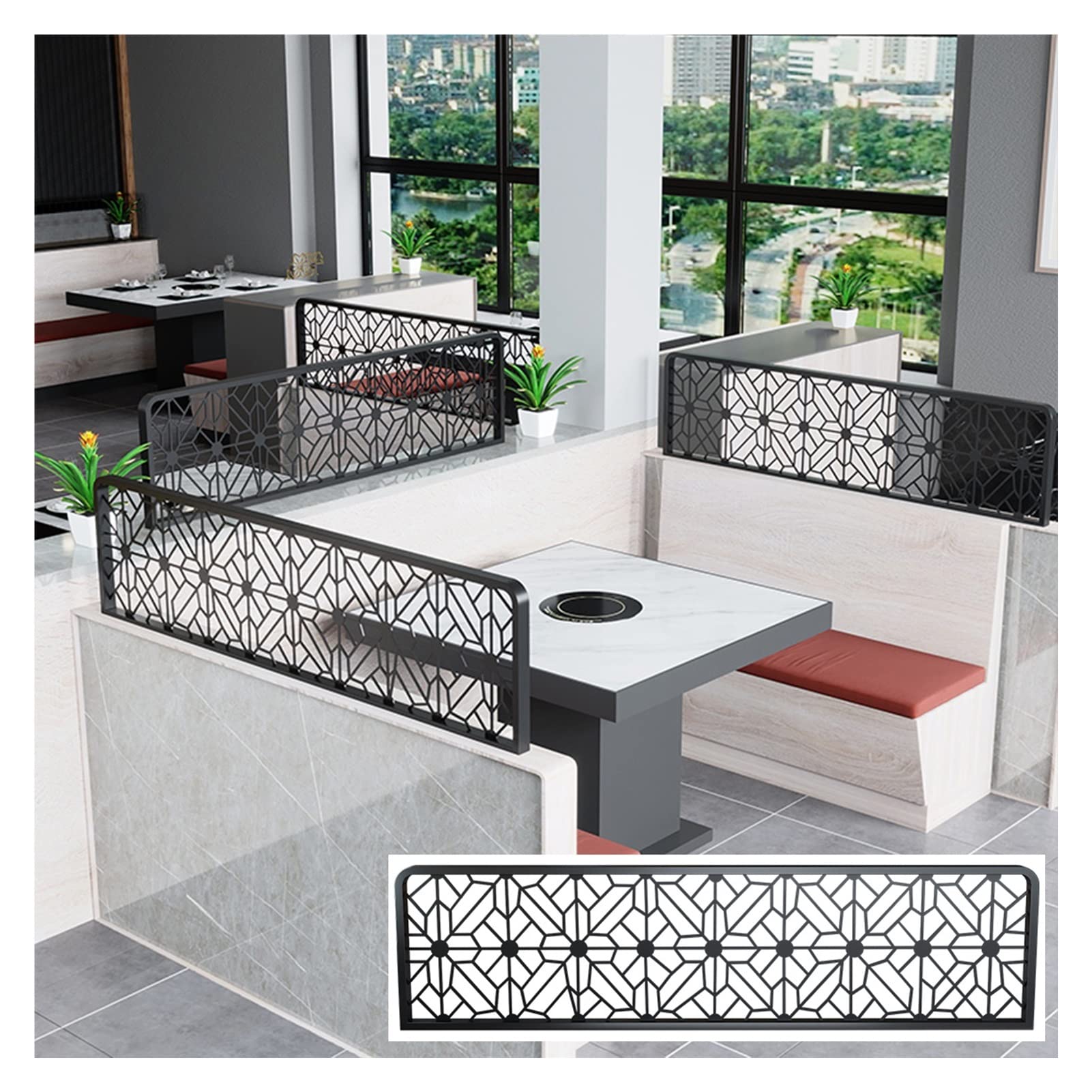 GJZQDKX Dividers for Dining Areas, Hollow Ironwork Decorative Restaurant Partitions Fence, Office Countertop Desk Divider, 30cm Low Fence