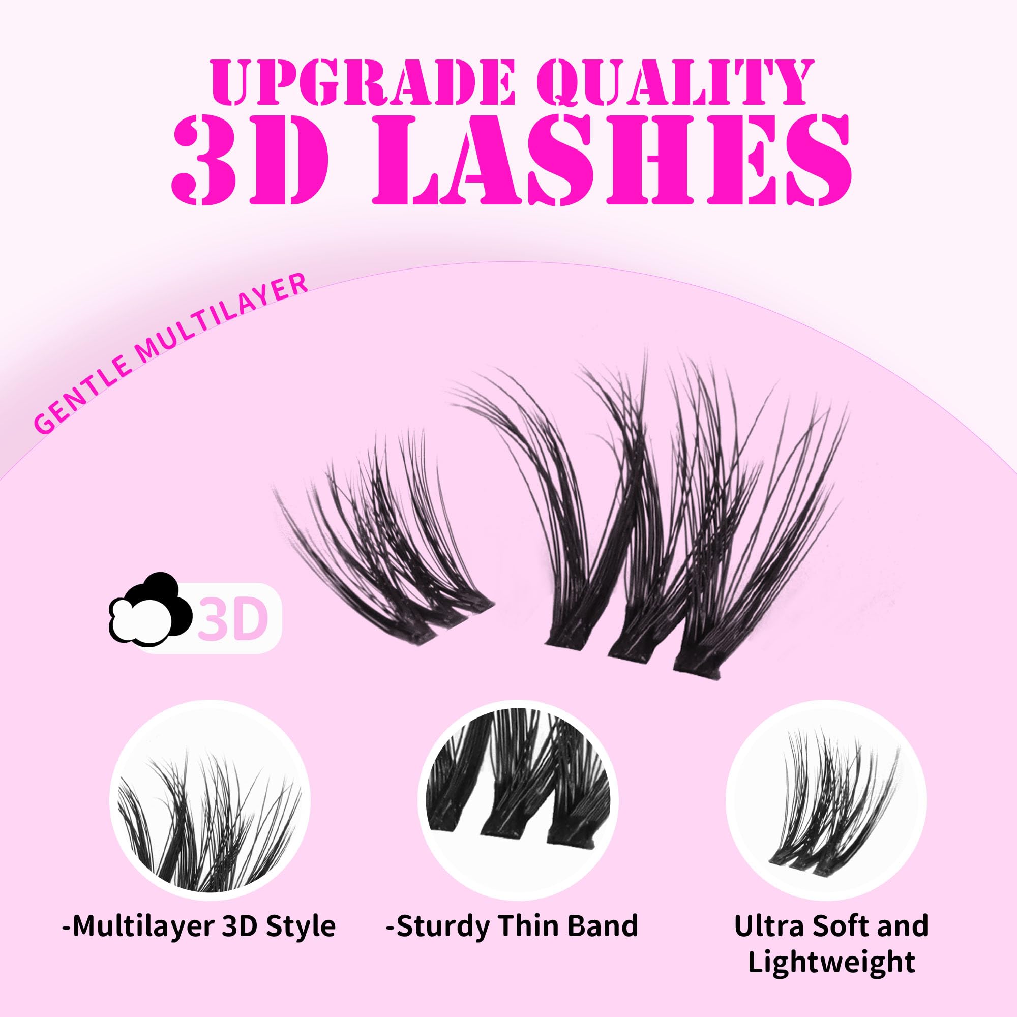 GAQQI Lash Clusters, Cluster Eyelash Extensions 110 Cluster Lashes, Wispy Volume Eyelash Clusters 10-14mm - Image 2