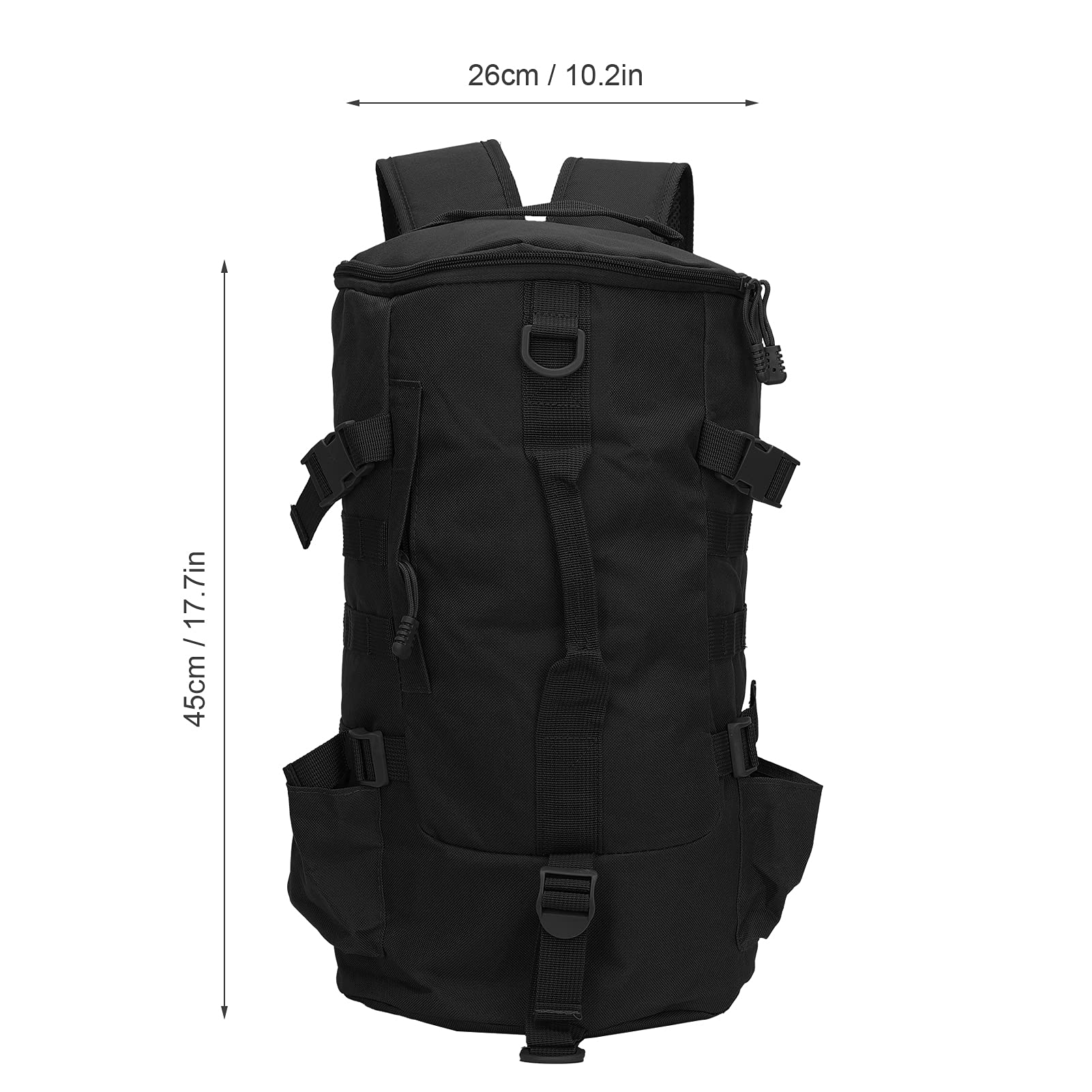 Mochila de pesca impermeable, gran capacidad portable cilíndrico bolsa de varilla de pesca con soporte de barra, equipado con cremallera de alta calidad para la carga de pescado (negro)