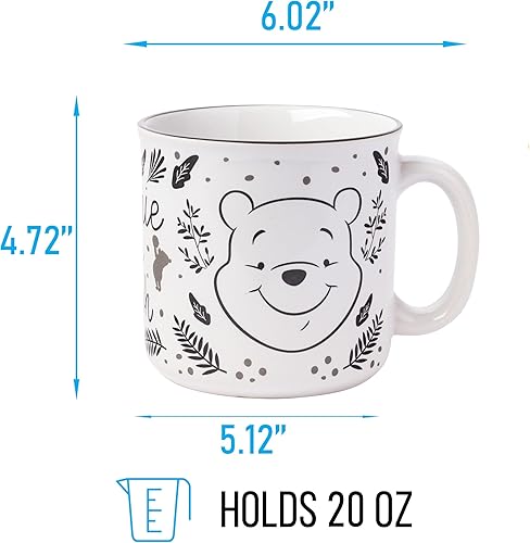 Miniatura 2 de Silver Buffalo Disney Winnie the Pooh - Taza de cerámica con diseño de hojas de otoño, 20 onzas Azul/Blanco,Taza de cerámica para caravana
