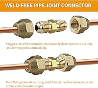 Vista 3 de Paquete de 2 conectores de junta de extensión de tubería de cobre de CA, adaptadores de acoplamiento de tubería de aire acondicionado de 5/8