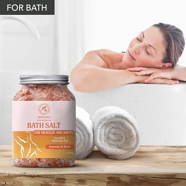 AROMATIKA Joint & Muscle Bath Salts – 1300g Natural Sea Salt Bath Soak with Lavender, Sage & Rosemary Essential Oils for Muscle Relief, Relaxation & Detox, Aromatherapy Soothing Spa Bath, Body Care - 3