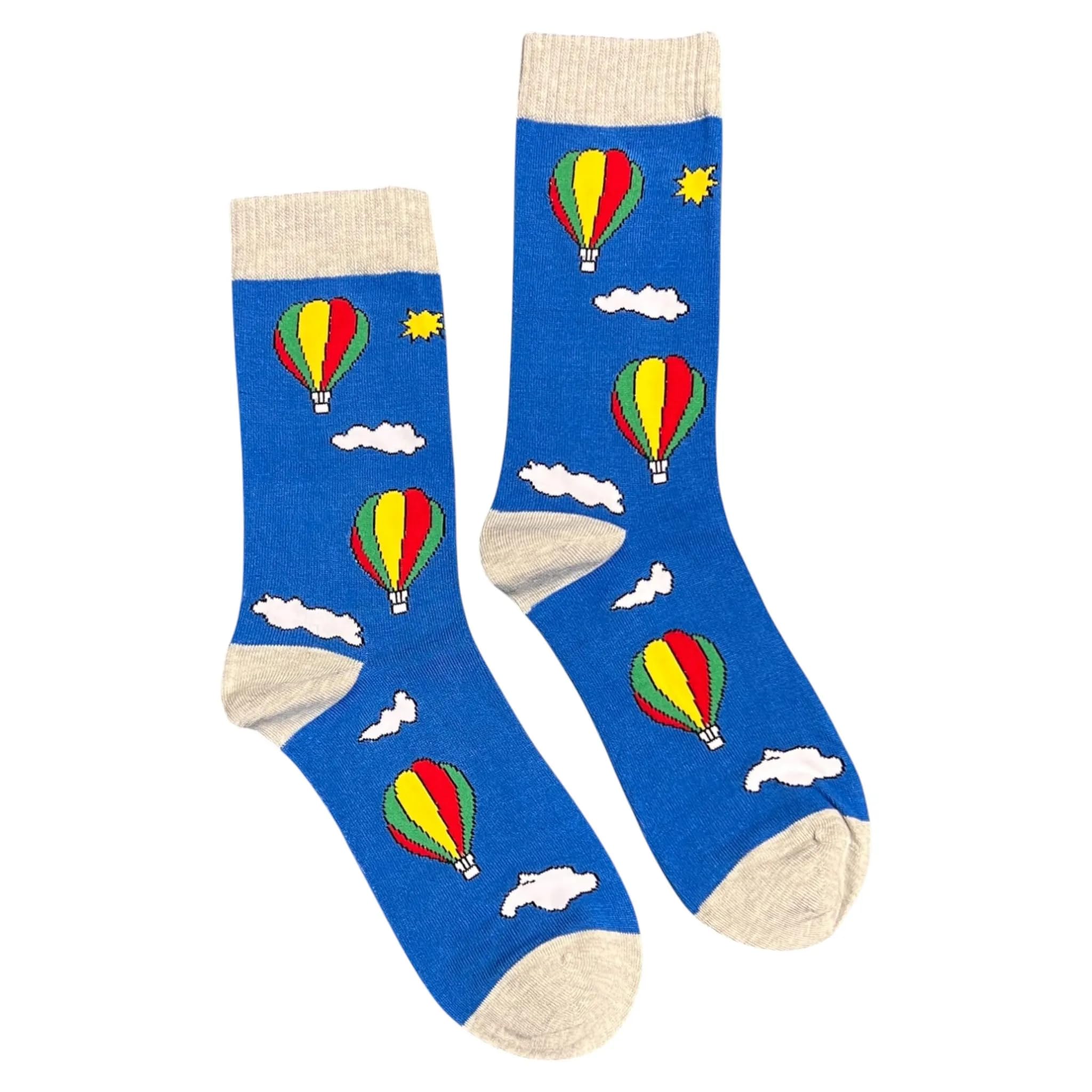 Jess & Lou Men's Bamboo Socks - Hot Air Balloon Blue