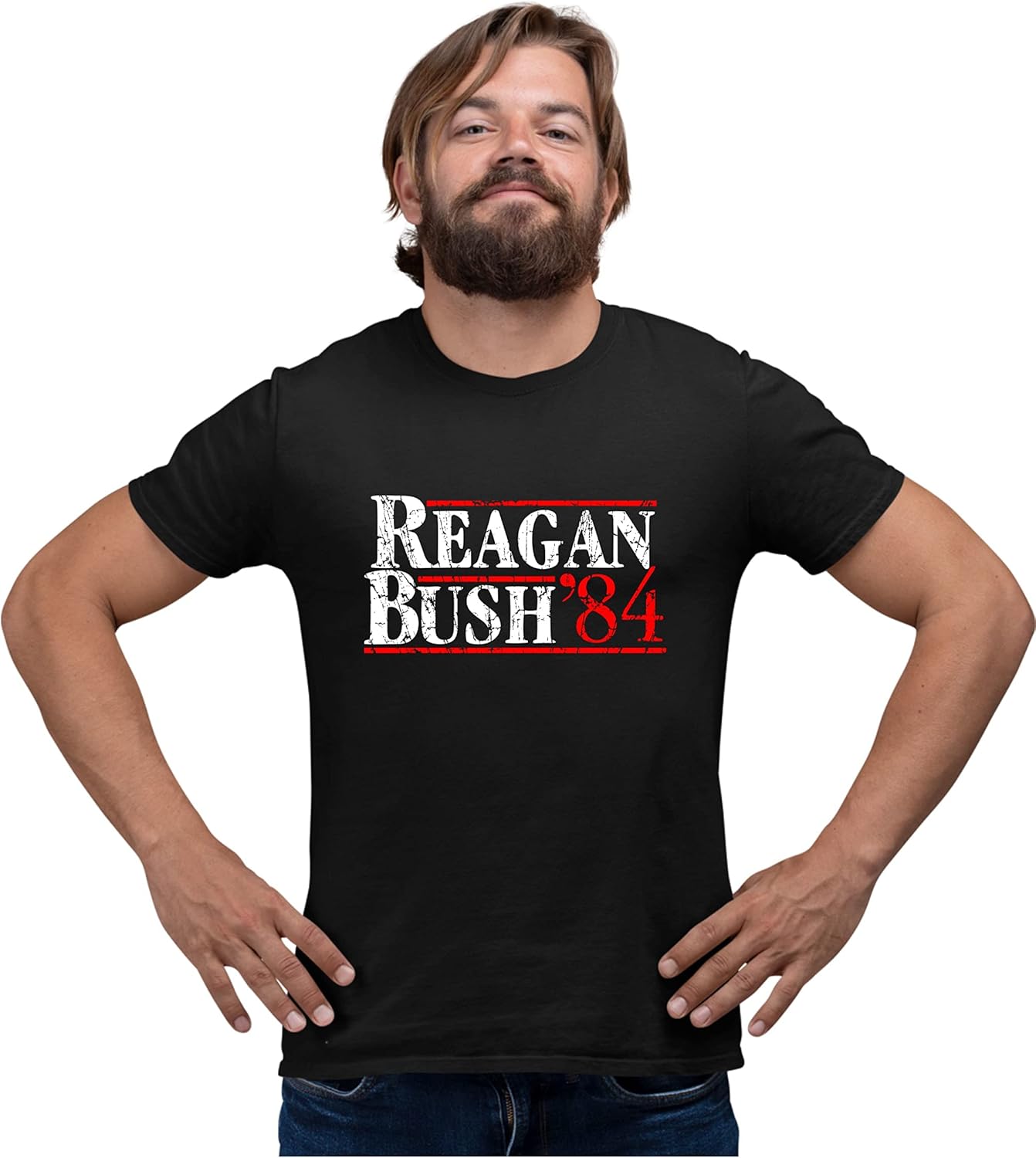 Go All Out Adult Reagan Bush 1984 Republican Campaign T-Shirt - Image 2