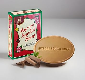 Mysore Sandalwood Soap Natural Superior with Pure Sandalwood Oil 75 grams by Spice Mart  Pack of 1
