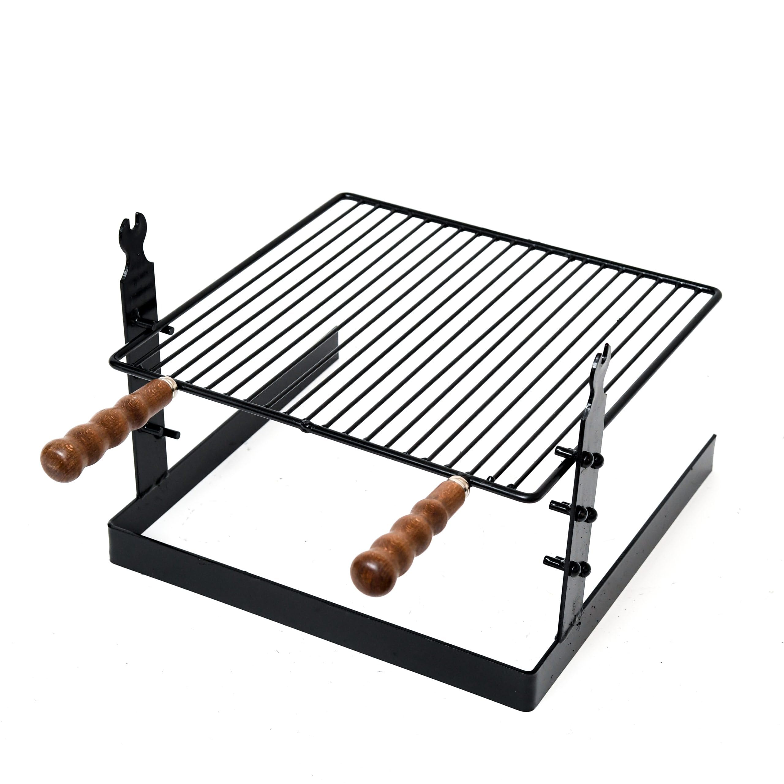 Griglia in ferro battuto per barbecue con sostegno regolabile per tre altezze 41 × 42 × 31 cm