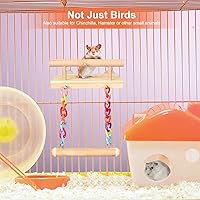 Vista 11 de Juguetes de madera para periquitos, 11 unidades, para pájaros, plataforma, columpio, colgante, masticar, juguete para escalar, escalar, jaula