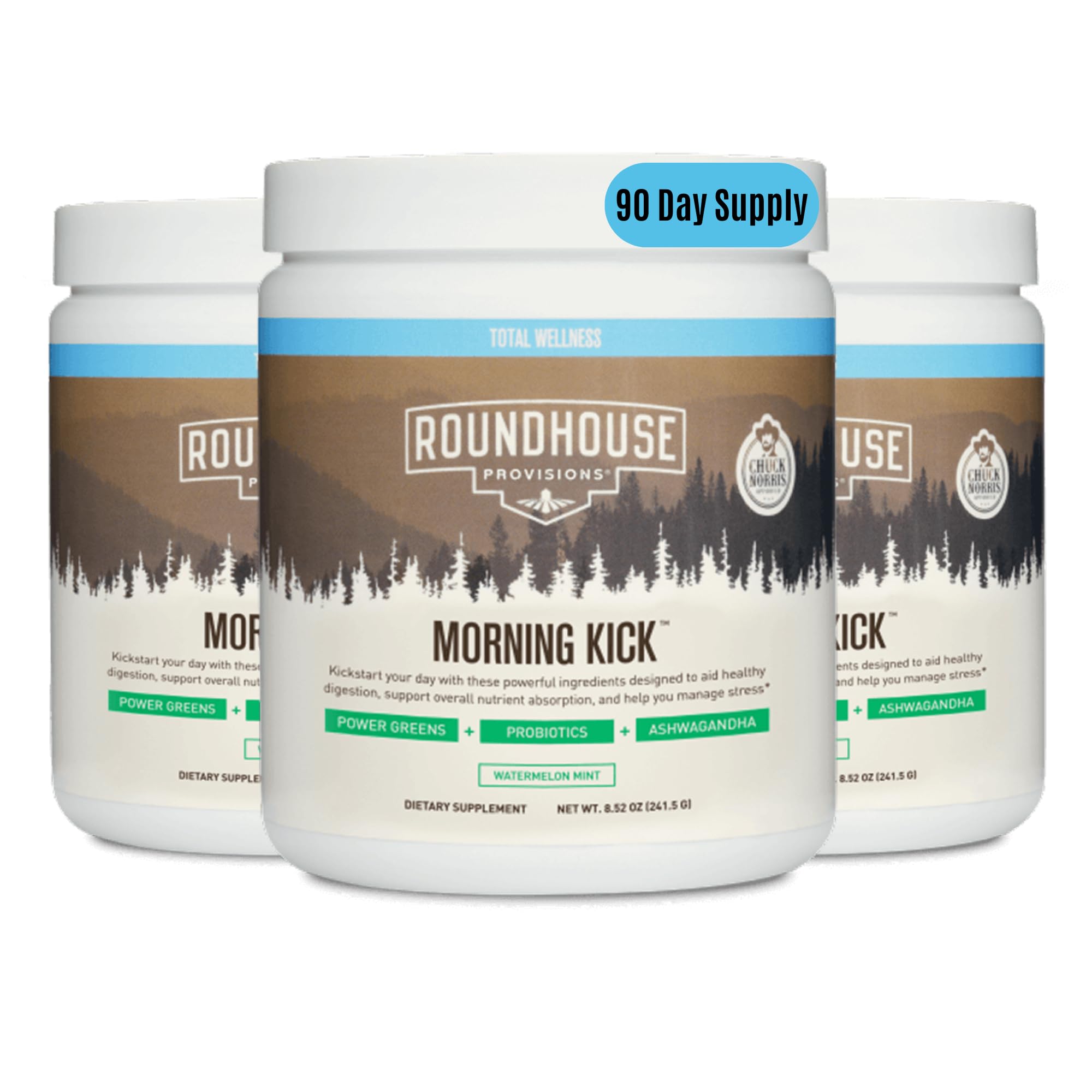 Morning Kick by Chuck Norris - Watermelon Mint Greens Powder (3 Pack)