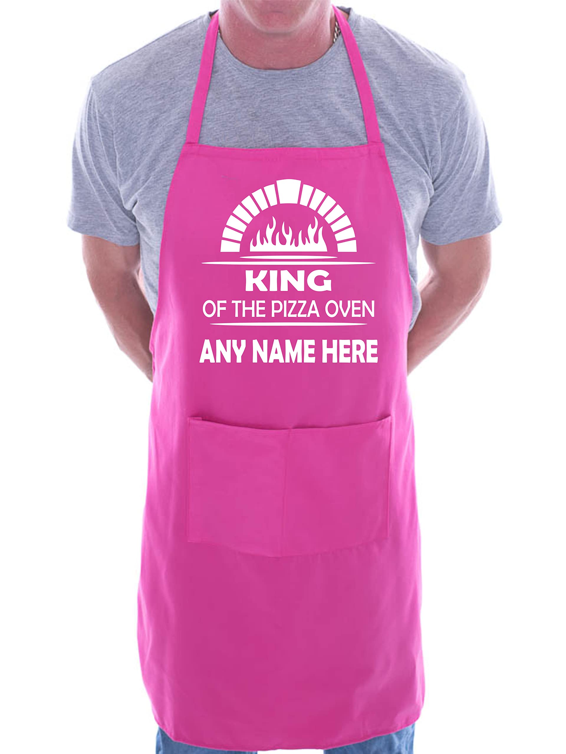 Print4U King Of Pizza Customise This Apron Your Name Here BBQ Baking Cooking Pink