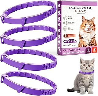 Beruhigendes Katzenhalsband 4 Stück – Pheromon Halsband Katze Anti Stress, Schnelle Entspannung bei Angst & Unruhe, Einstellbar 38 cm, Beruhigung für Katzen bei Reisen, Tierarzt, Wirkt bis zu 30 Tage