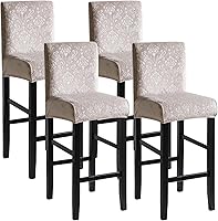 Vista 33 de FORCHEER - Juego de 2 fundas para taburete de bar con respaldos, aspecto de cuero, para taburetes de bar de respaldo corto, extraíbles y lavables