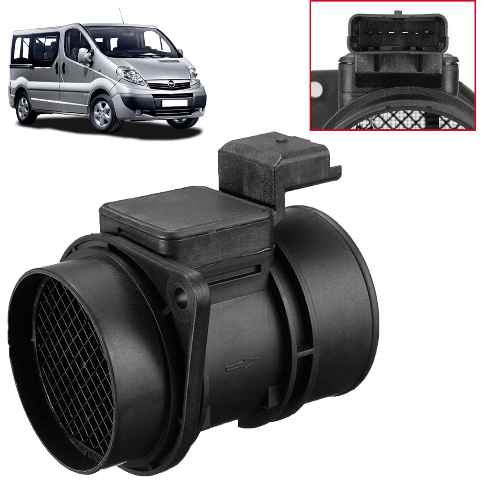 Partsline Débitmètre d'air pour moteurs 1.5, 1.9, 2.0, 2.5 DCI/CDTI compatible avec Kangoo II, Trafic II, Vivaro A, Qashqai équivalent à 16580-00QAB, 7700109812