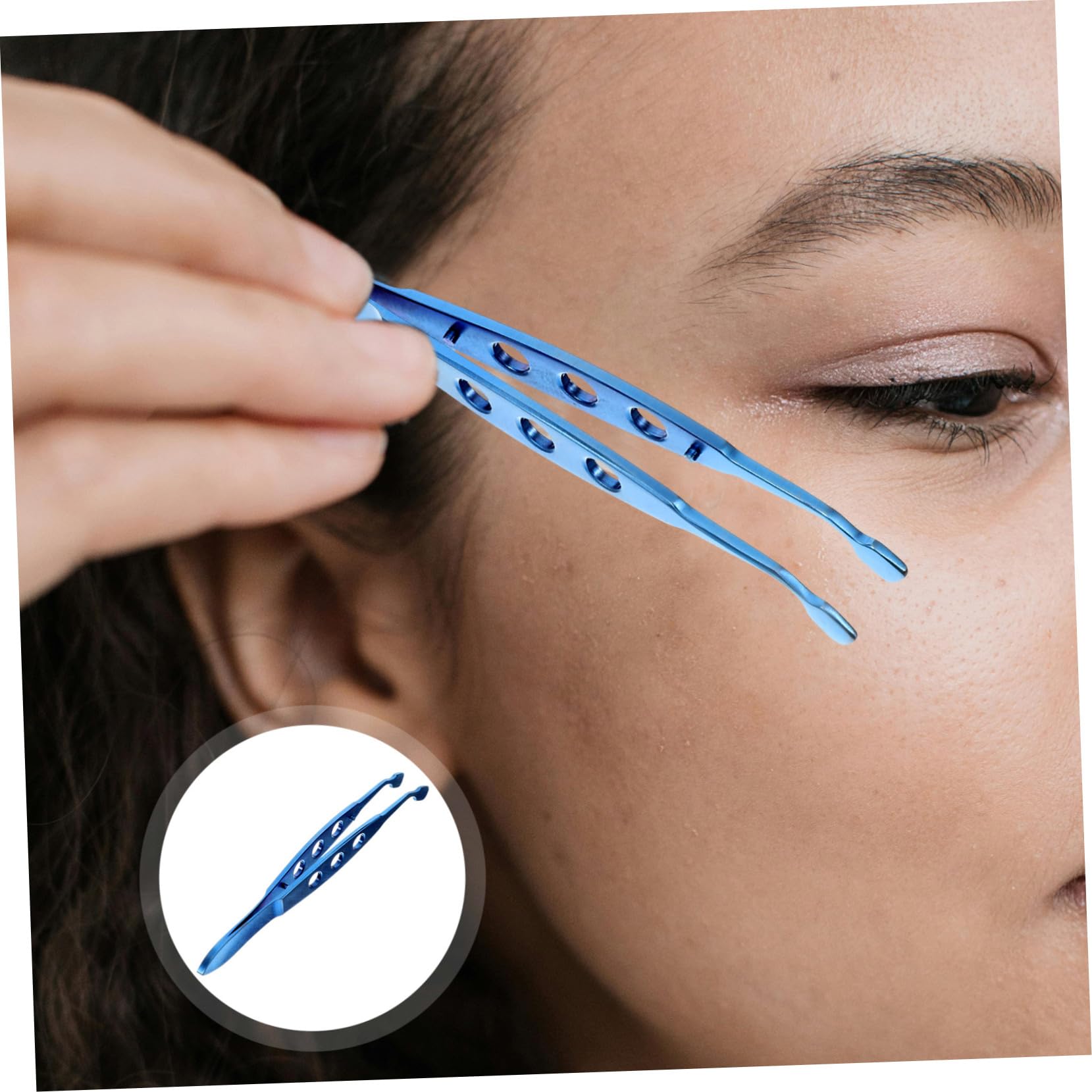 Pinzas y Alivio de Condiciones Oculares de Aleación de Titanio Azul para Párpados Herramienta de Extracción de Glándulas Operación Precisa para Cuidado Facial de Mujeres