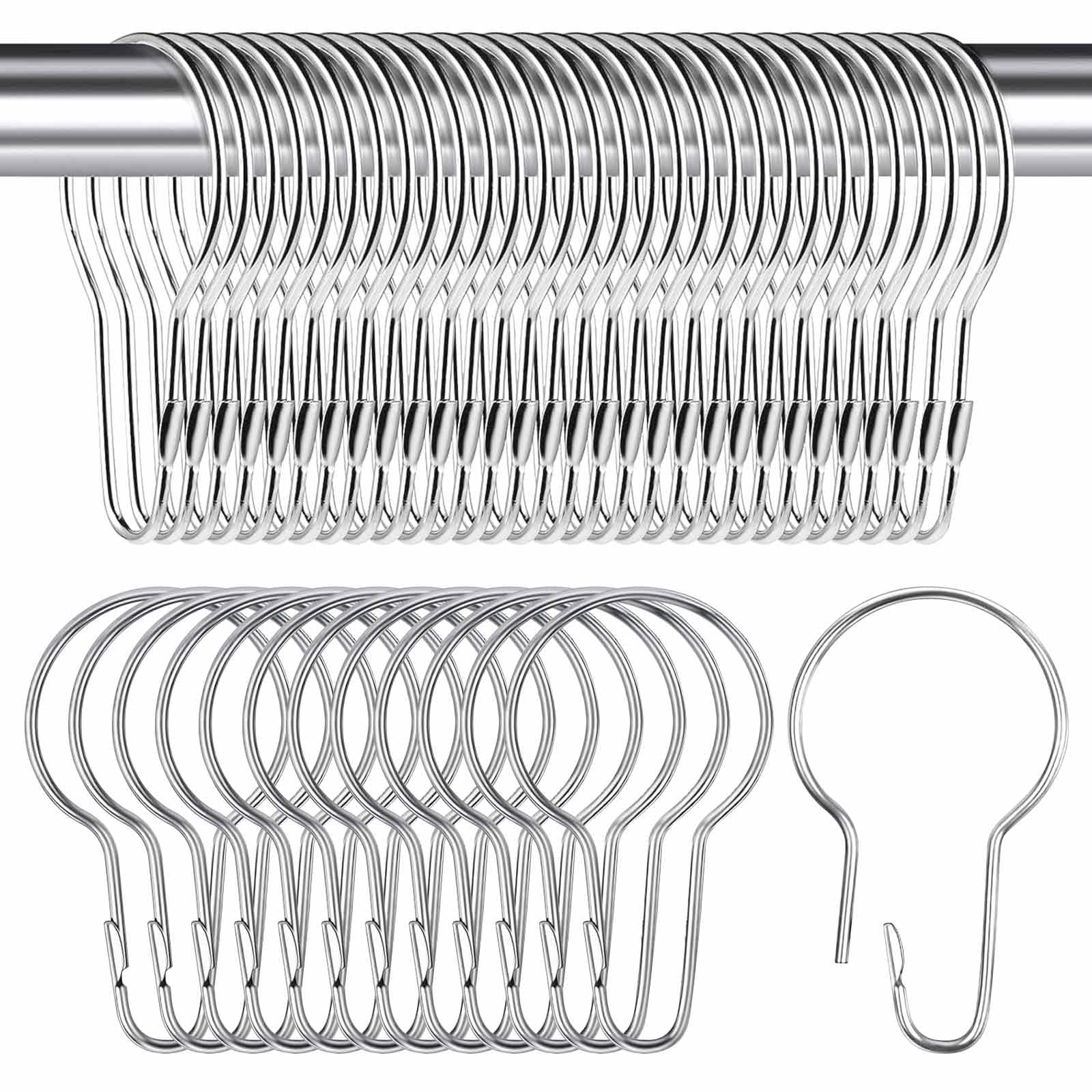 Ganci Per Tenda Doccia Anelli Per Tende In Metallo,Anelli Tende Da Doccia In Acciaio Inoxcon,50 Pezzi Argento Gancio Curtain Per Doccia Gancetti Ganci Per Camera,Soggiorno,Cucina Per Appendere Sospeso 7 X 4 Cm - 7
