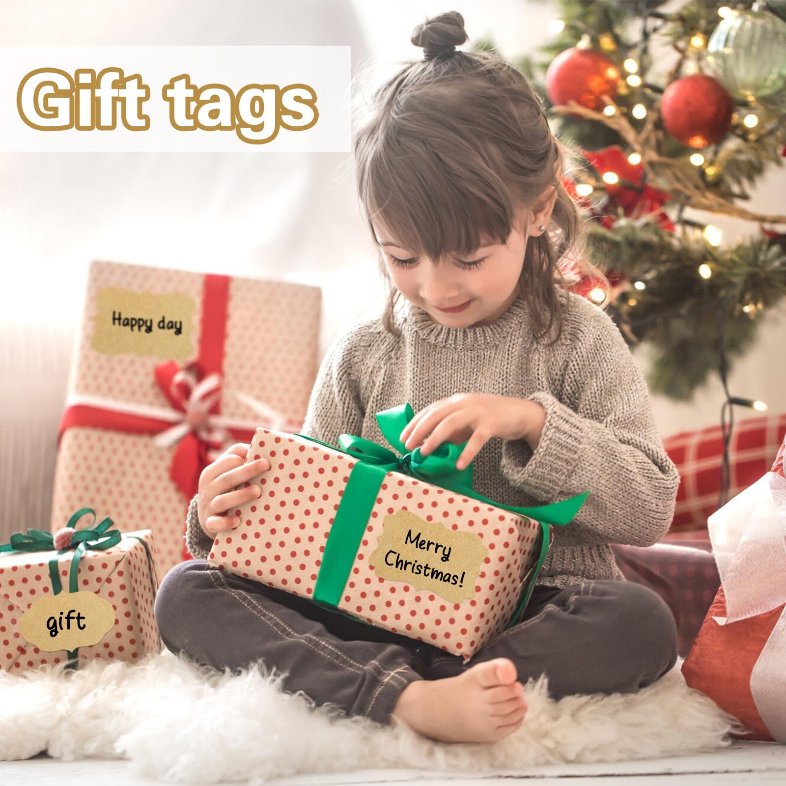 Geschenkanhänger, selbstklebend, braun, 5,1 x 7,6 cm, für ätherische Öle, Flaschen, Gläser, Lebensmittelaufbewahrung oder Geschenkdekoration, Kraftpapier, 240 Stück