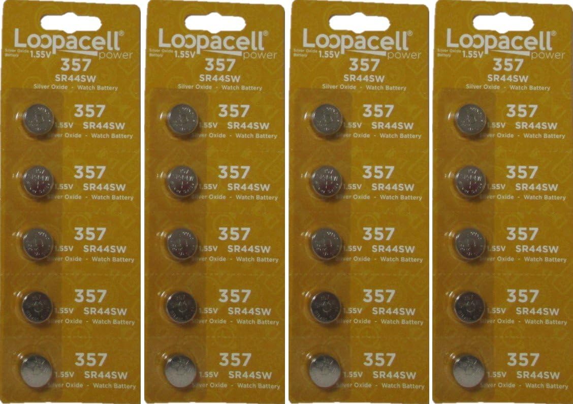 20 Loopacell 357 SR44 Silver Oxide Watch Electronic Battery