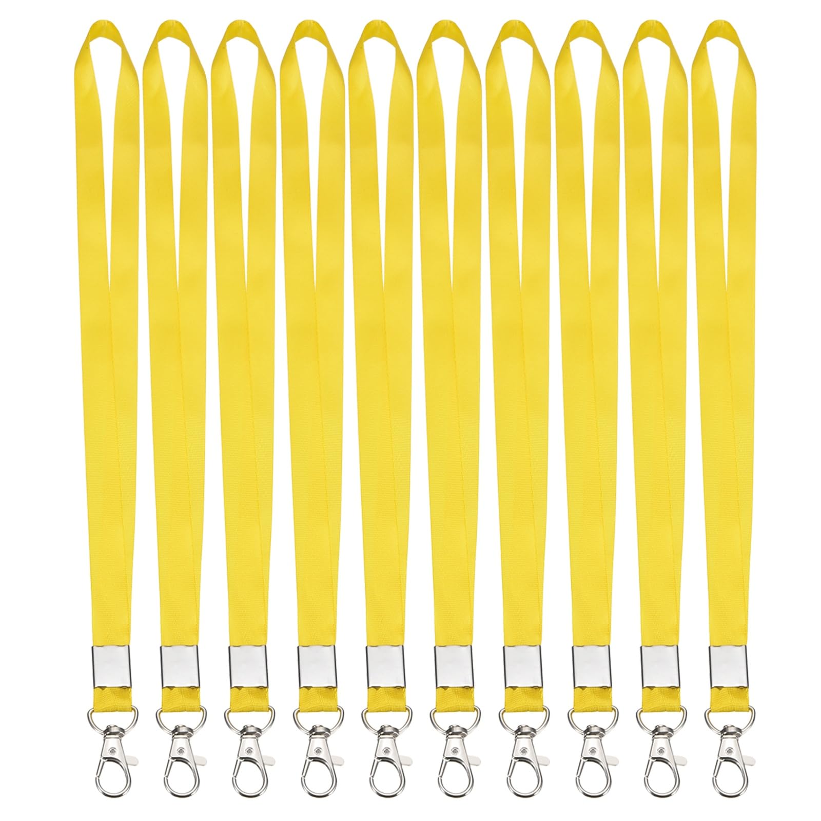 PATIKIL 10Pcs Lanyards Bulk, 43cm Badge Lanyard Neck Polyester with Lobster Clasp for ID Badge Worker Name Tag Keys Wallet Cruise Phone Events Office, Yellow