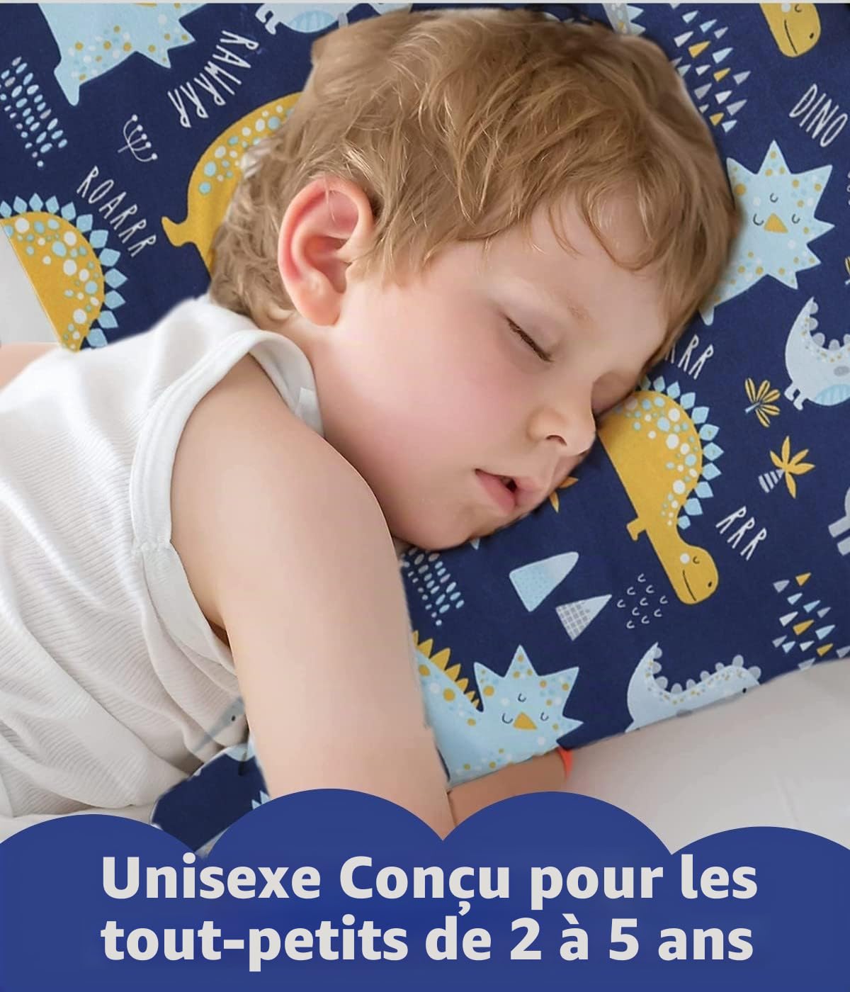 Housse de coussin pour bébé 40 x 60 cm Lot de 2 taies d'oreiller en coton biologique pour poussette avec fermeture à enveloppe