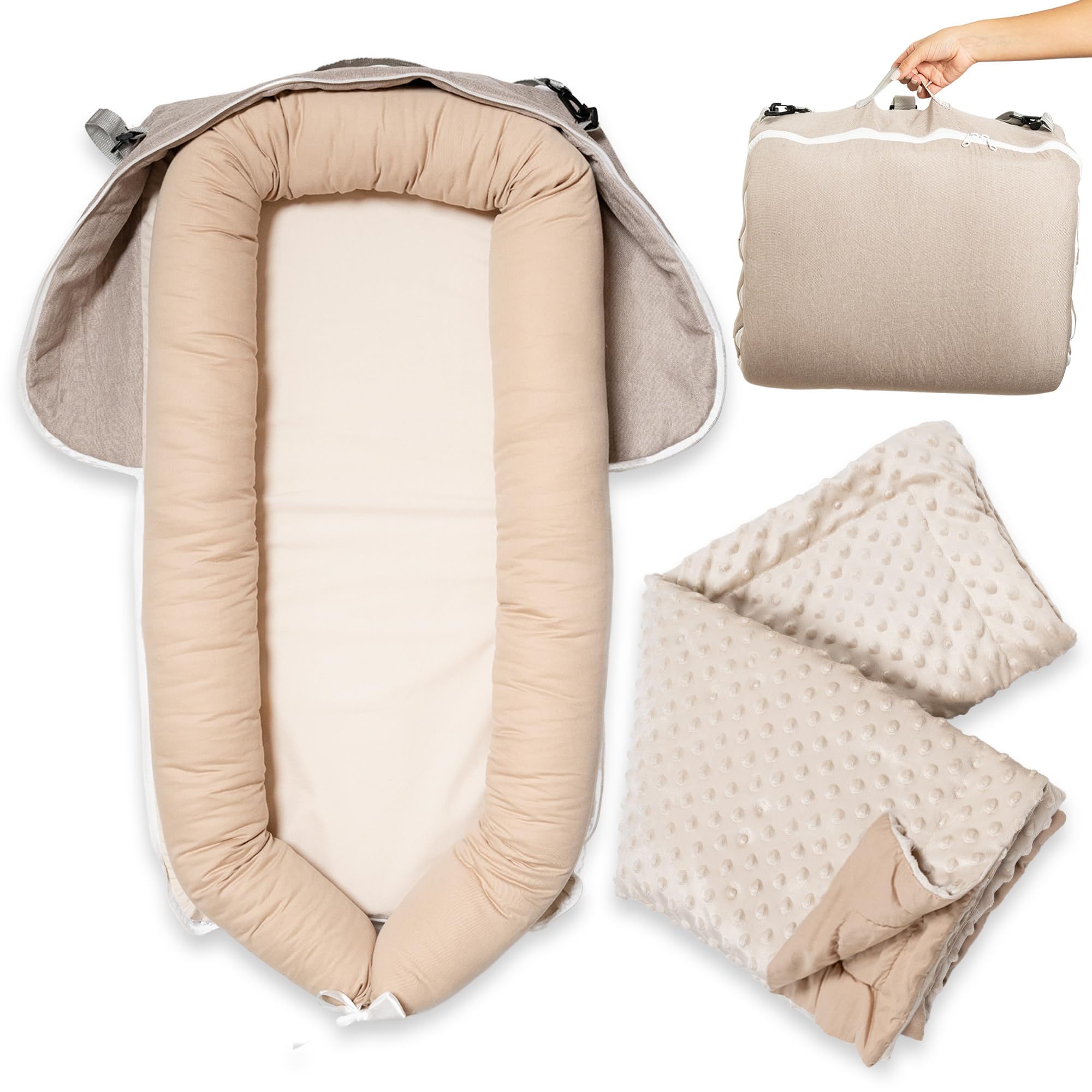 Nao Baby Riduttore per lettino pieghevole, impermeabile e facile da trasportare con coperta reversibile Ideale come riduttore per lettino Nido per neonati Nido per