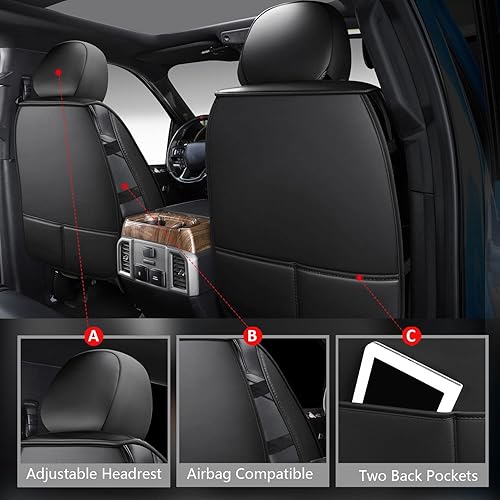 Miniatura 10 de MIROZO Fundas para asiento de camión, juego completo de fundas para asiento de automóvil, compatible con Ford F150 F250 F350 2015-2023 (azul, juego