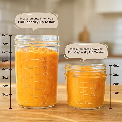 Miniatura 5 de Tarros de vidrio para alimentos para bebés, paquete de 8 recipientes de alimentos para bebés, seguros para congelador, pequeños frascos pequeños con