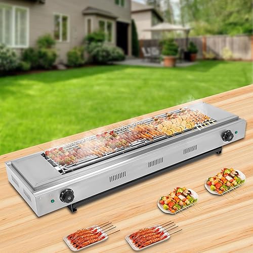 Miniatura 2 de Parrilla portátil de barbacoa eléctrica de 3000 W, horno de barbacoa sin humo, parrilla de barbacoa de doble cabeza con control de temperatura,