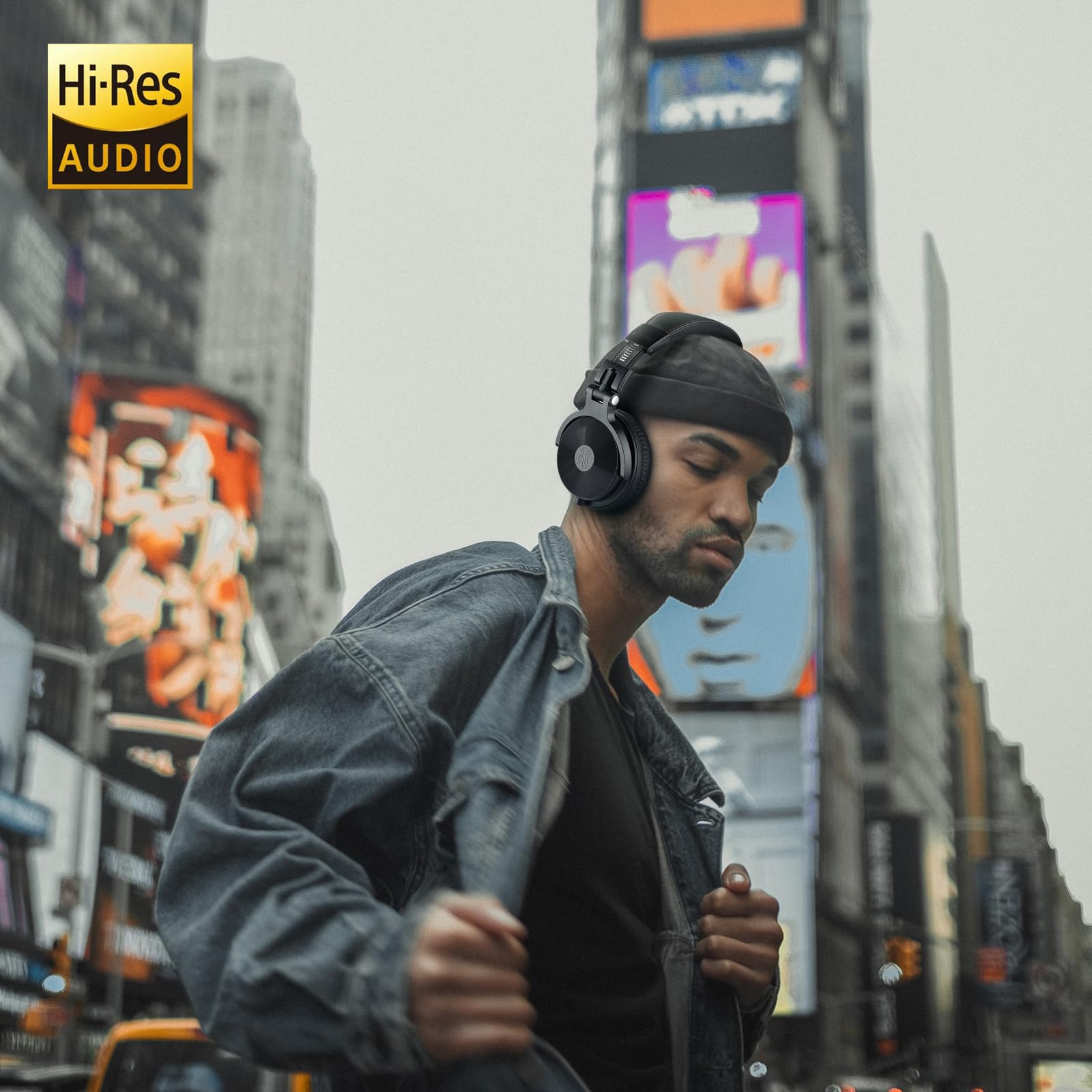 OneOdio Auricurales Bluetooth Inalámbricos 110H, Auriculares HiFi de 50mm Altavoz con Micrófono CVC 8.0, Auriculares con Cable para Móvil PC Portátil, Orejeras Proteicas 90° Ajustable para DJ