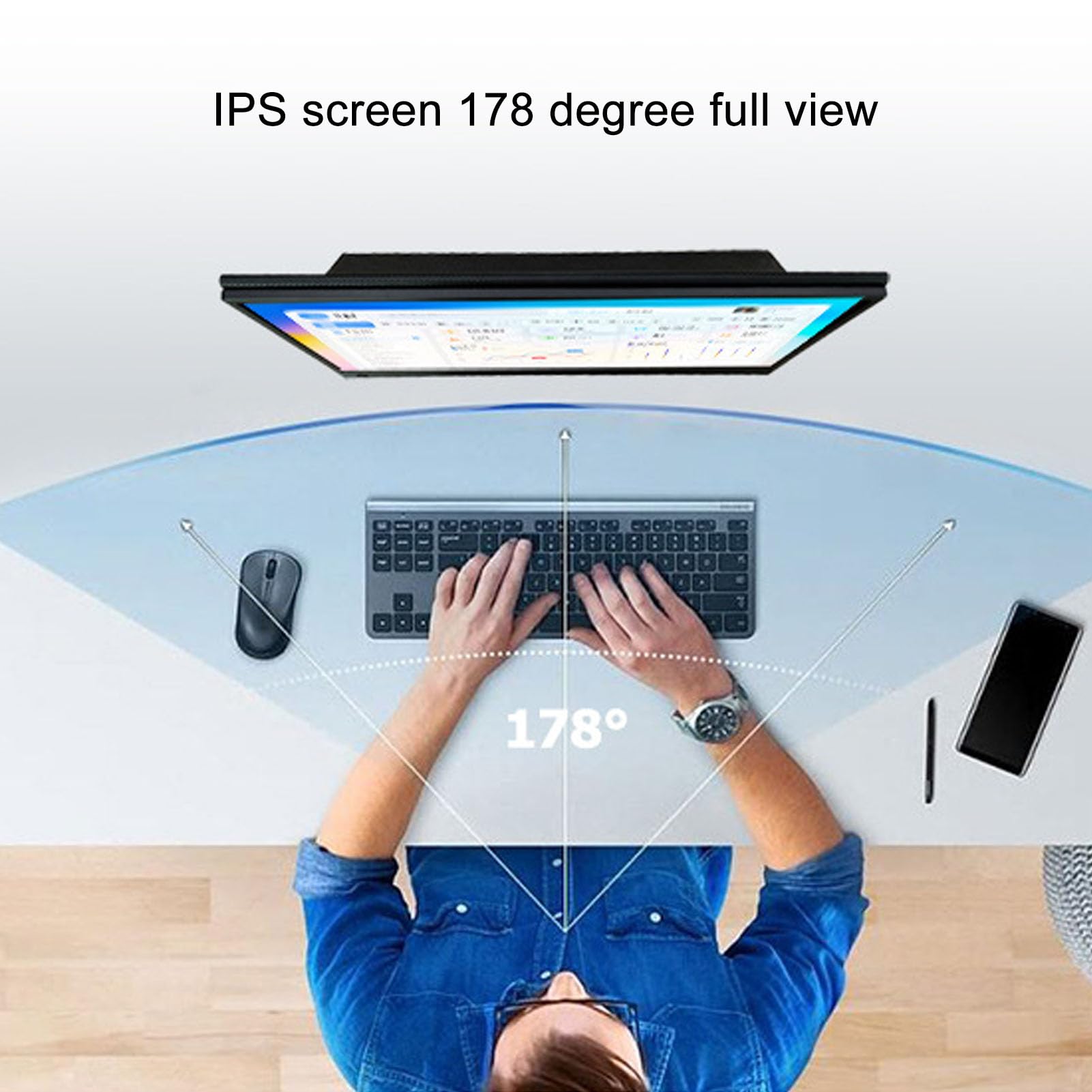 Przenośny Monitor 15,6 Cala, 1080P FHD USB C HDMI Wyświetlacz Komputerowy HDR IPS Ultra Cienki Monitor Zewnętrzny z Etui Magnetycznym do Konsoli Konsoli Telefonu,
