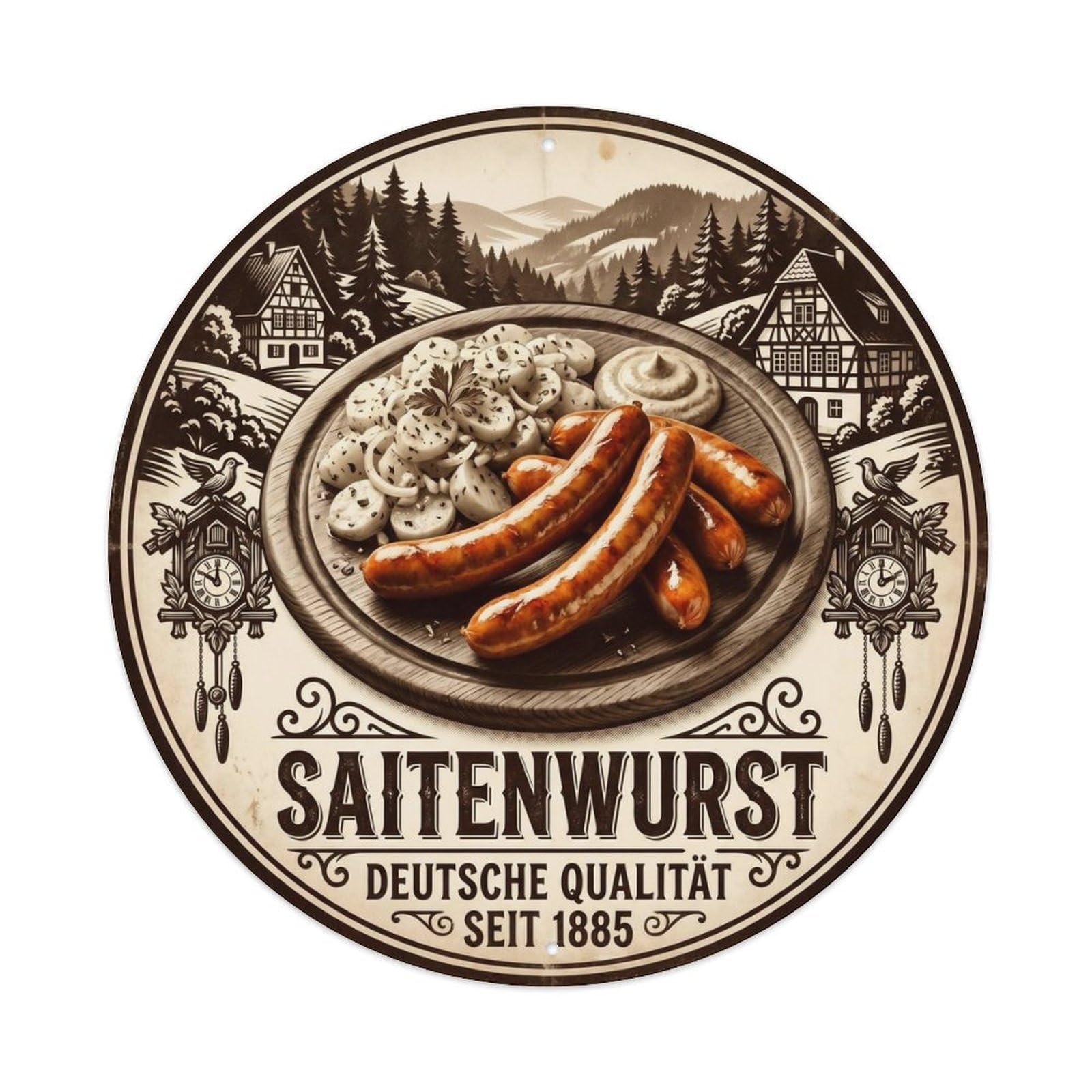German Saitenwurst Deli Cuisine Heritage Metal Tin Sign