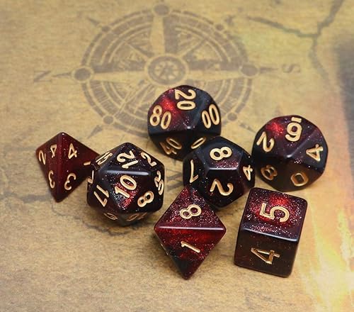 Miniatura 82 de DND - Juego de dados poliédricos RPG para Dungeon and Dragons MTG, juego de dados (morado y plateado) Mezcla de plata púrpura,Negro mezclado