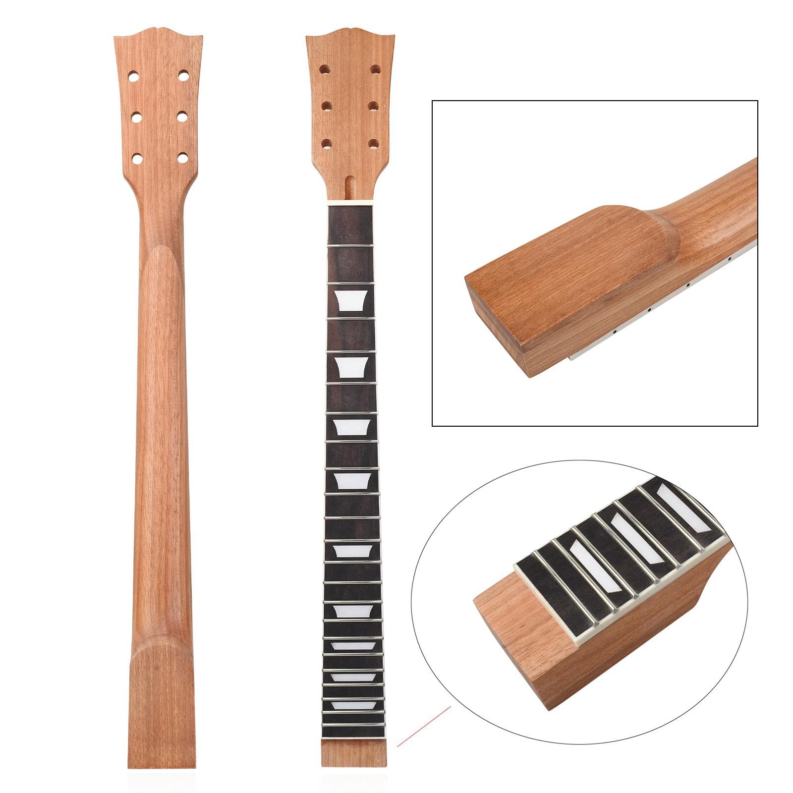 Generic Elektrische Gitarrenhals Mahagoni Rosewood Griffbrett Gitarrenhals Körper Leer 22 Bund Zubehör mit Natürlicher Oberfläche Und Einlage für Musik
