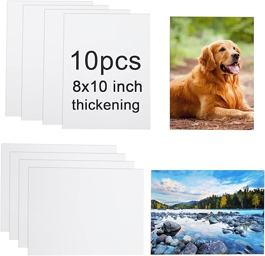 10 Pcs Sublimation Metal Photo Blanks 8"X10" X0.45mm Aluminum Photo Sign Blank Photo Metal Wall sublimation Poster Frame Blanks (White)