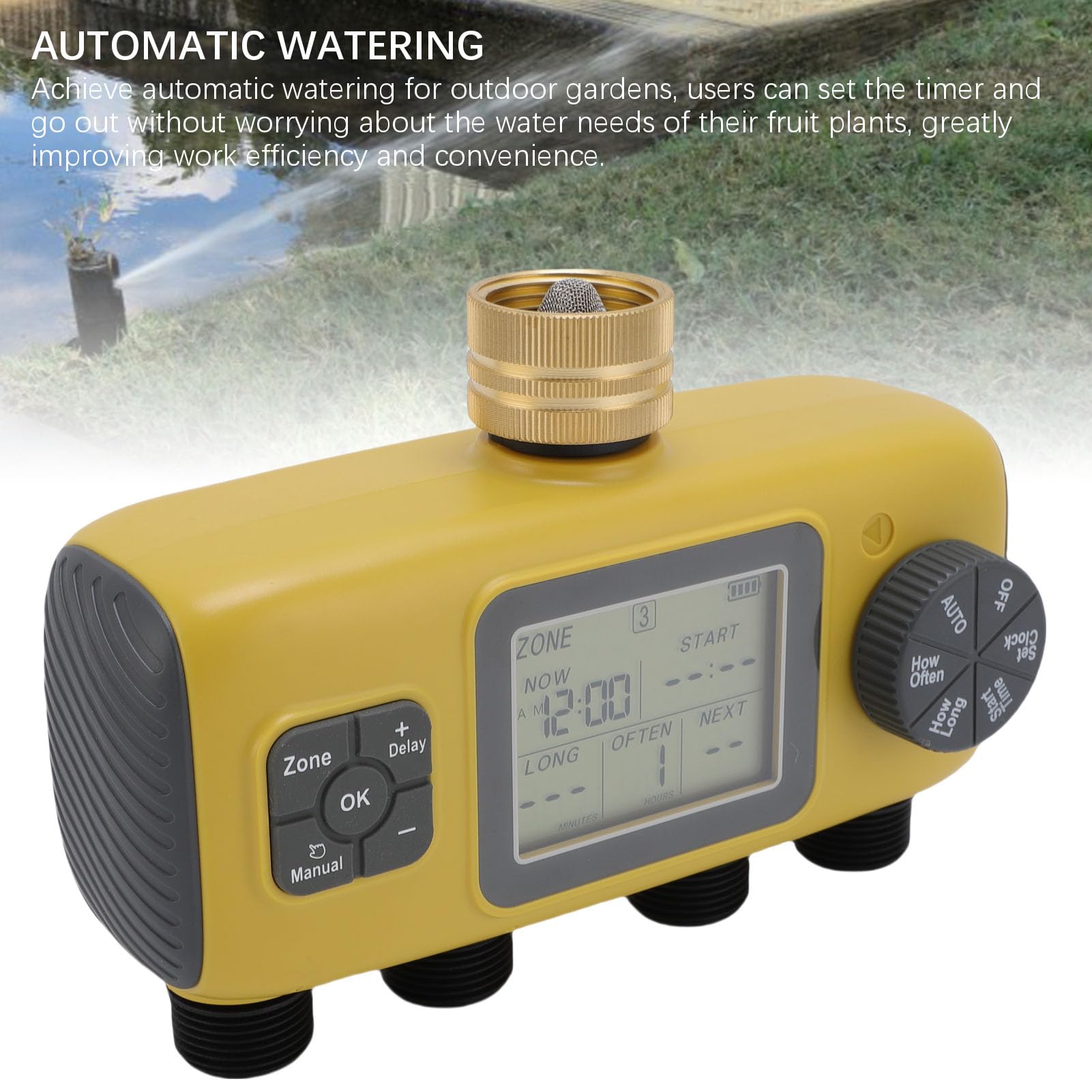 Tnfeeon Programmatore di Irrigazione Automatico con Timer per Irrigatore con Display LCD, Timer di Irrigazione Intelligente per Rubinetto da 3,4 e 1,2 Pollici, Programmi Personalizzati da 1 a 12 Ore