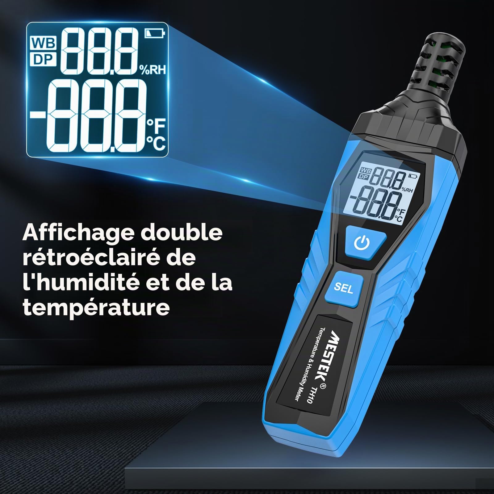 Thermomètre MESTEK Multifonctionnel Hygromètre Numérique Intérieur Extérieur Température du point de rosée, Tenue à la main, Moniteur D'humidité et de Température pour Plantation Horticole