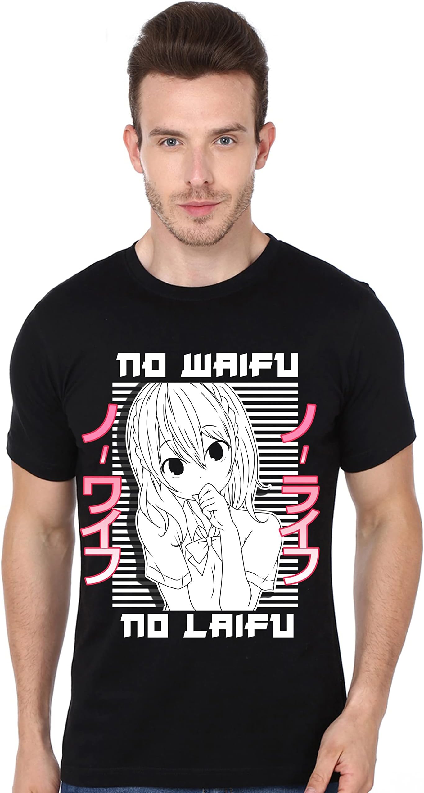 COOQUE Waifu Senpai Naruto Uchiha Itachi Anime t-Shirt Printed Half Sleeve Round Neck Black T-Shirt for Men's/Boy's Pack of 1 pc