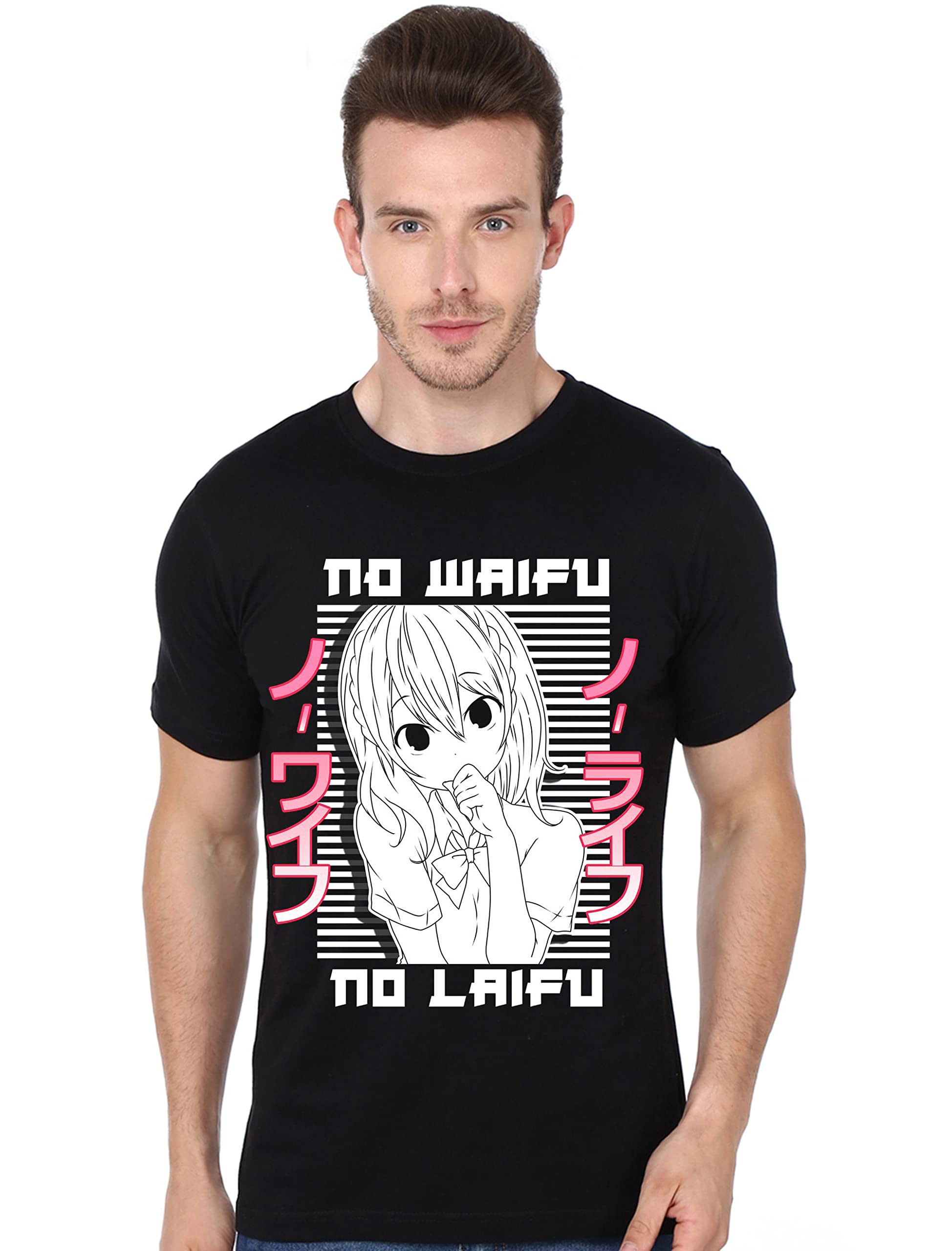 COOQUE Waifu Senpai Naruto Uchiha Itachi Anime t-Shirt Printed Half Sleeve Round Neck Black T-Shirt for Men's/Boy's Pack of 1 pc