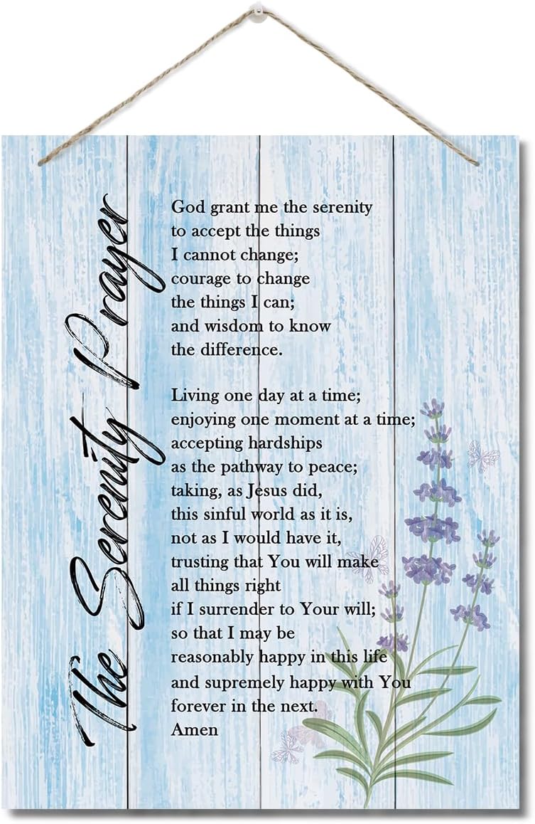 The Serenity Prayer Wall Decor Sign, Bible Verse Inspirational Quote, Hanging Printed Wall Plaque Wood Signs, Living Room Bedroom Home Decor, Christian Scripture Prayer Wall Decor 10X7.8inch C