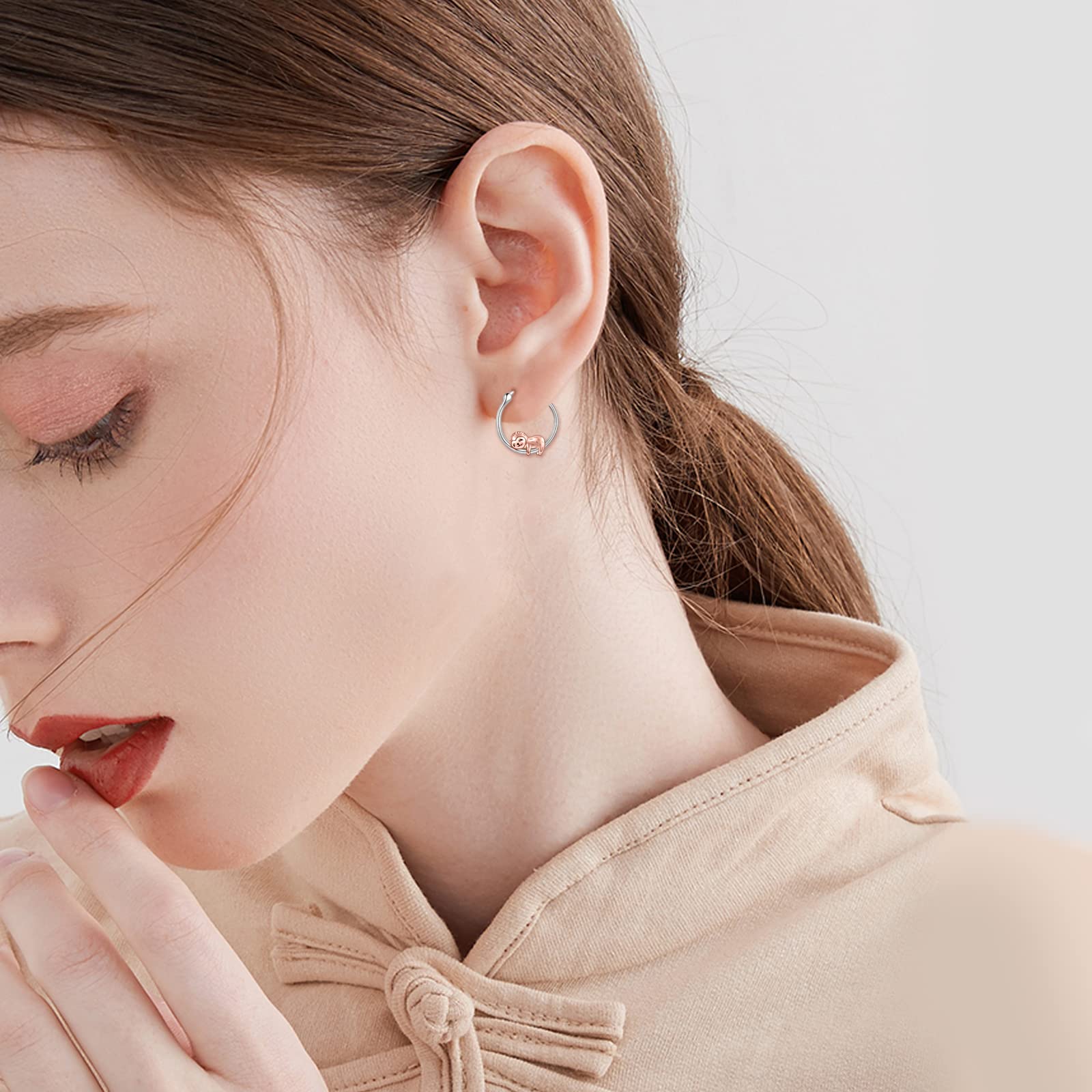 VONALA - Orecchini a cerchio in argento Sterling 925, Bulldog francese/gatto nero, gioielli per donna e ragazza