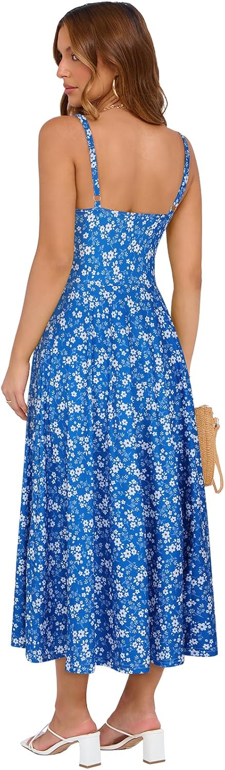 Corset Dress for Women Casual Tea Party Summer Wedding Guest Flowy Midi Sundress - Image 6