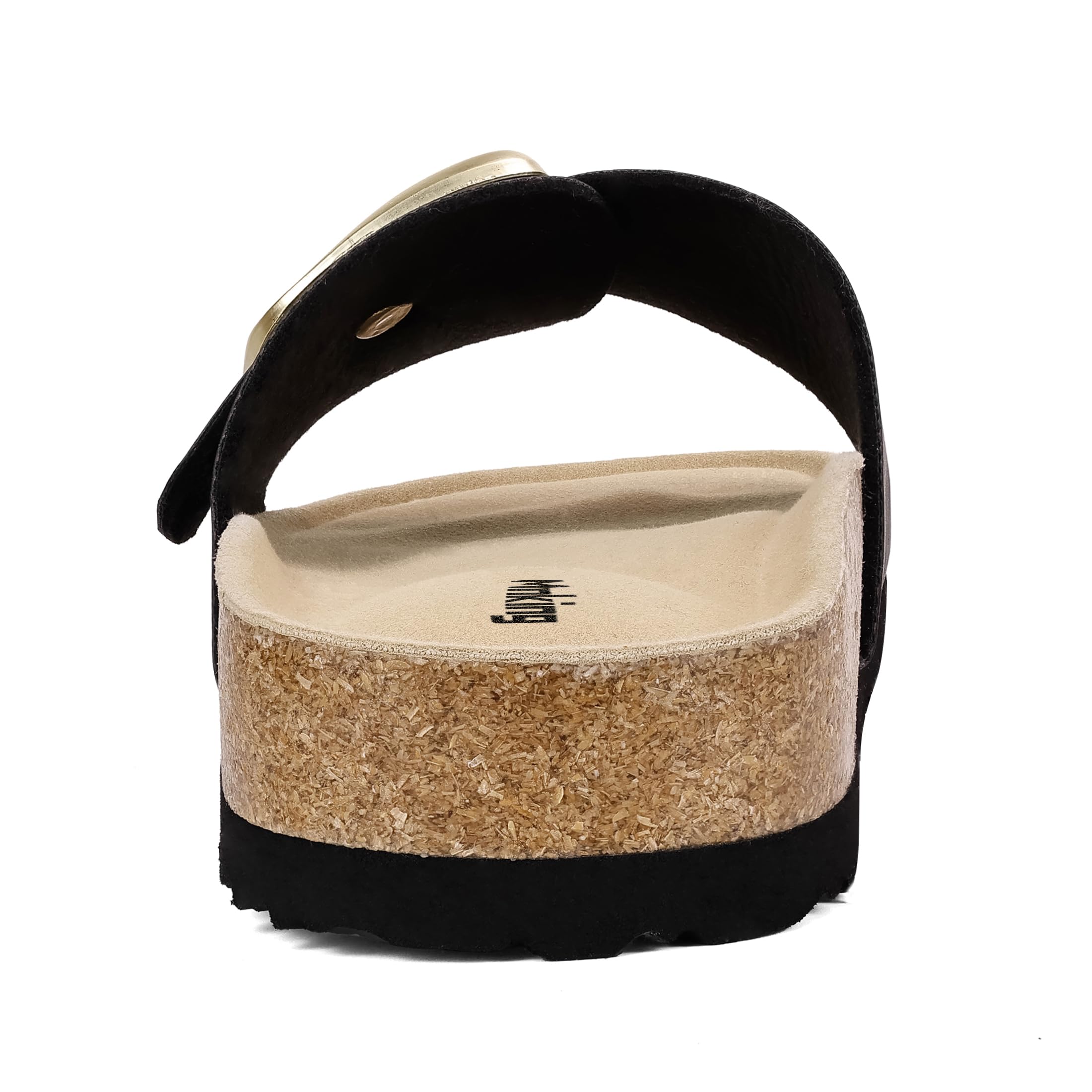 Sandales Femme Été Mules Semelle Intérieure en Liège Sandales en Daim Boucle Réglable Bout Ouvert Chaussure Piscine Plage