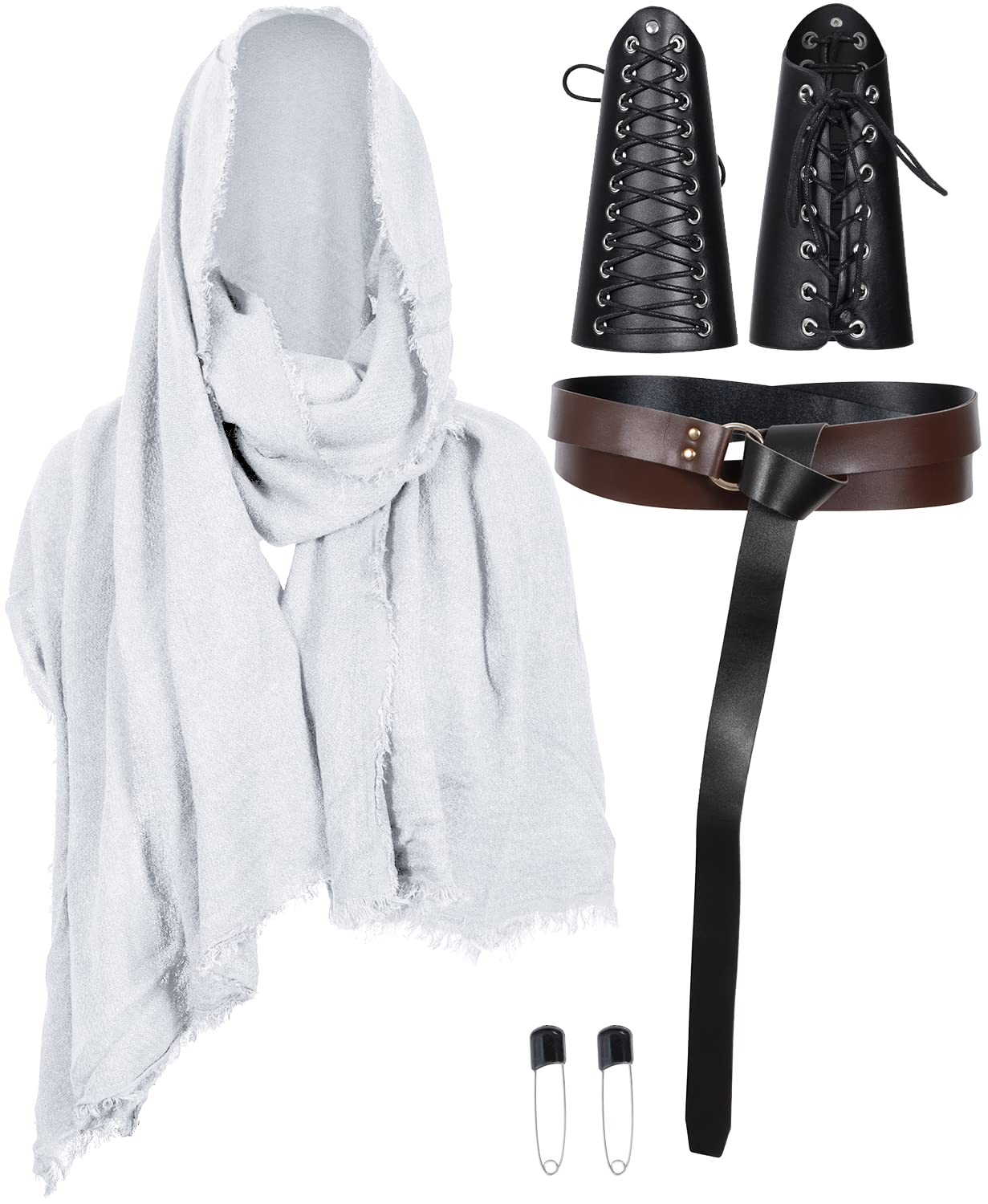Medieval Knight Leather Belt Shawl Men Renaissance Half Shoulder Cape Scarf Buckle Bracers Retro Accessories(Type8)