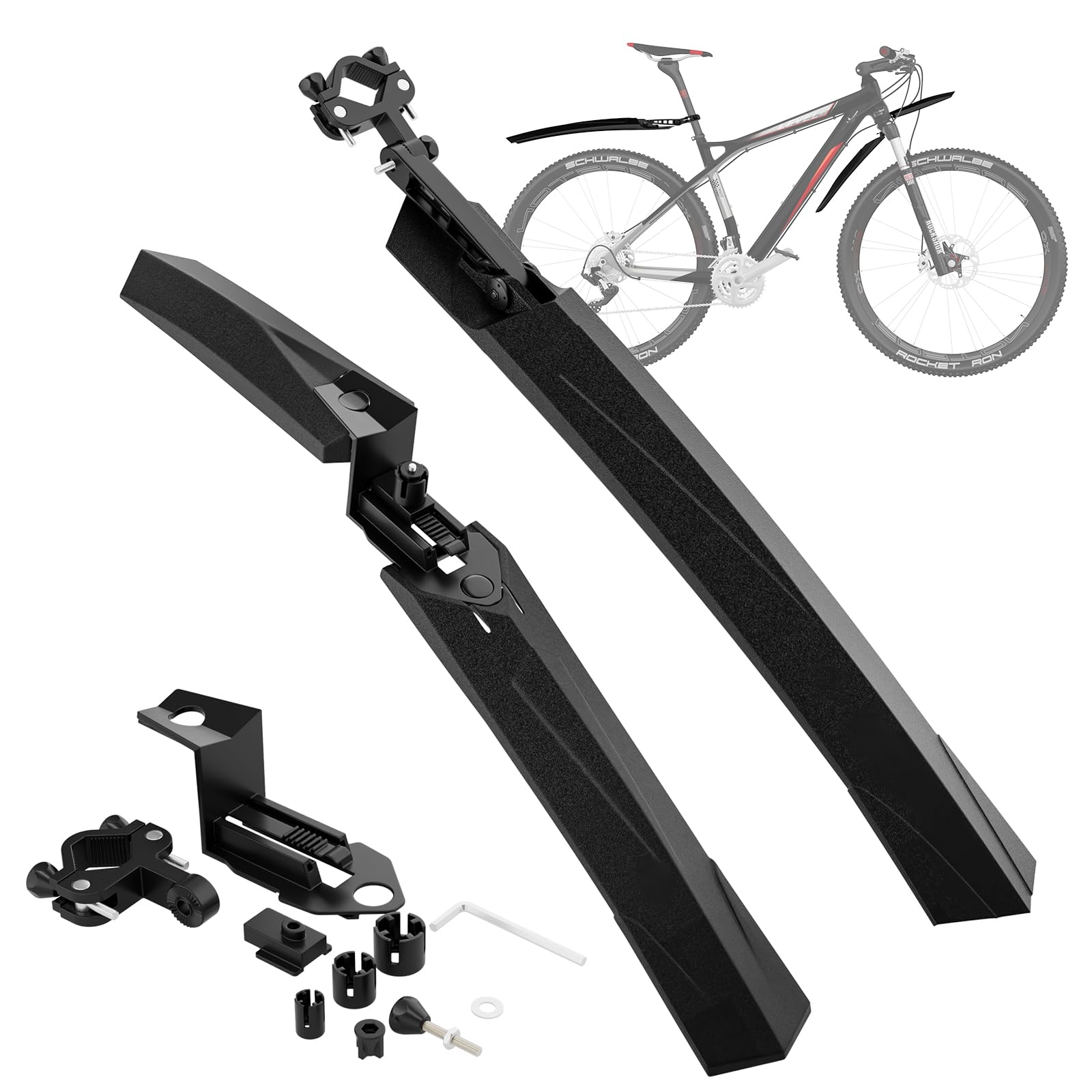 Bicycle Mudguard Set, Universal Front and Rear Mudguards, Adjustable Bicycle Mudguards, Quick Release Design, Suitable for All MTB/Road Bike/Moped,24/25/26/27.5/28 Inch