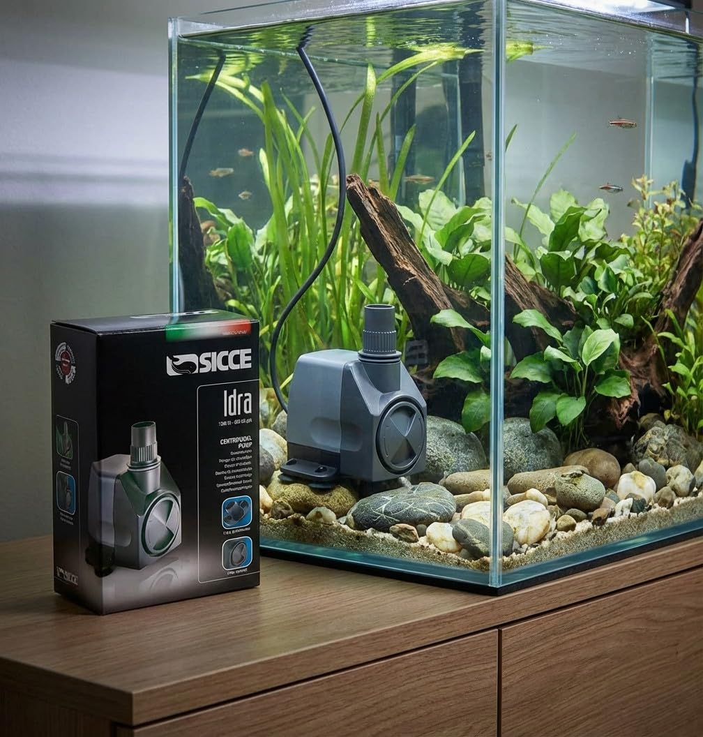 Suinga Pompe Eau Submersible Idra 2,2 m - 1300 l/h Mini Pompe Aquarium, Ajustable Pompe Fontaine pour Étang Fontaine pour Étang Fontaine Réservoir de Poissons, noir