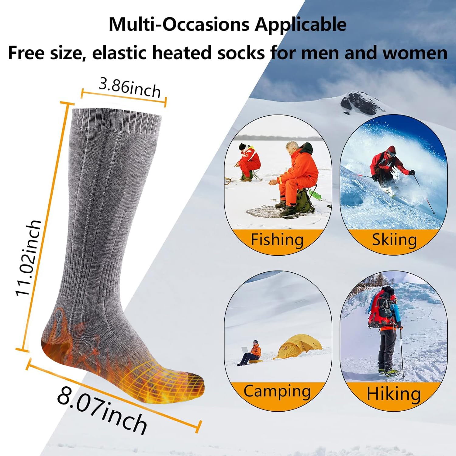 Chaussettes Chauffantes électriques Homme Chaussettes Chauffantes